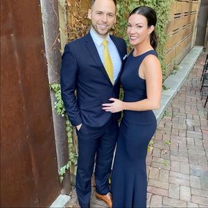 Mini Navy Blue Backless Maxi Dress